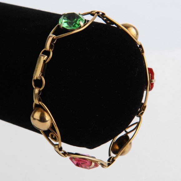 Vintage 12K Gold Filled Bracelet & Rhinestones - Picture 2 of 8